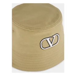 Beżowy Bawełniany Kapelusz z Logo V