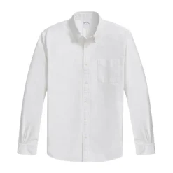 Biała Koszula Sportowa Oxford Regular Fit z Kołnierzykiem Polo