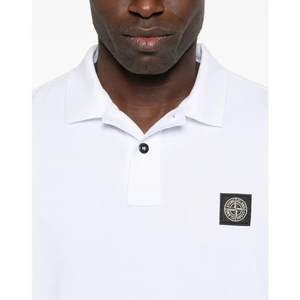 Biała Koszulka Polo Slim-Fit z Logo Patch
