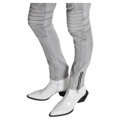 Biker Jeans w szarym pikowanym denimu