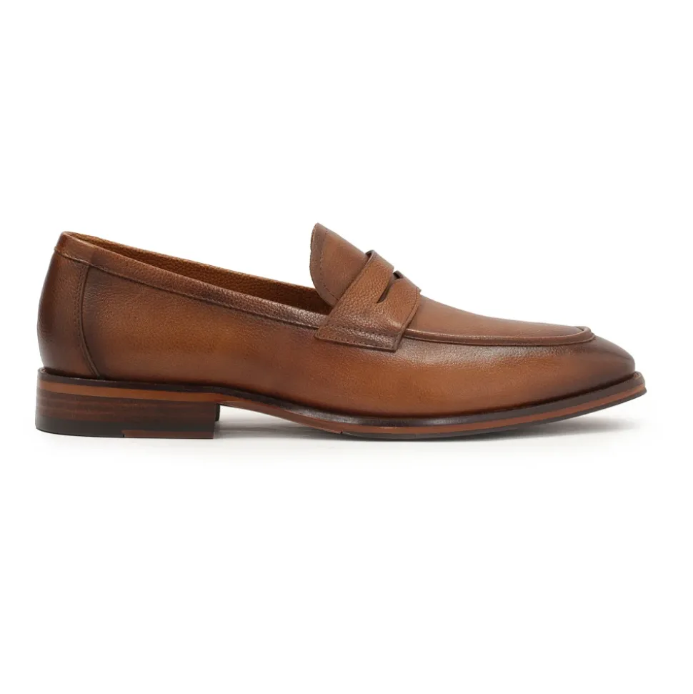 Brązowe loafersy z skóry