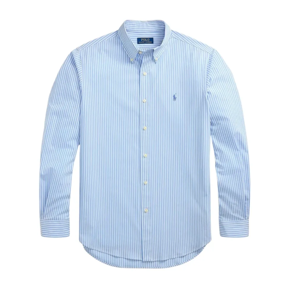 Camicia in popeline elasticizzato a righe Slim Fit
