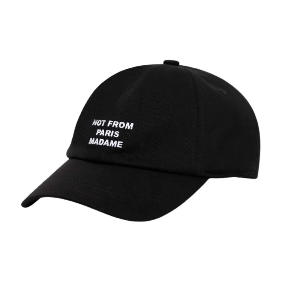 Czarna Czapka ze Sloganem Stylowy Dodatek Streetwear