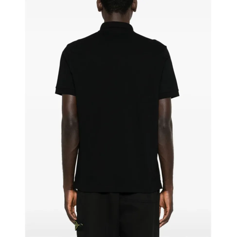 Czarna Koszulka Polo Slim-Fit SS25