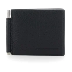 Czarna Portfel Bi-Fold z Detalem T