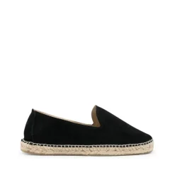 Czarne Espadryle Zamszowe Slip-On Buty