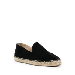 Czarne Espadryle Zamszowe Slip-On Buty
