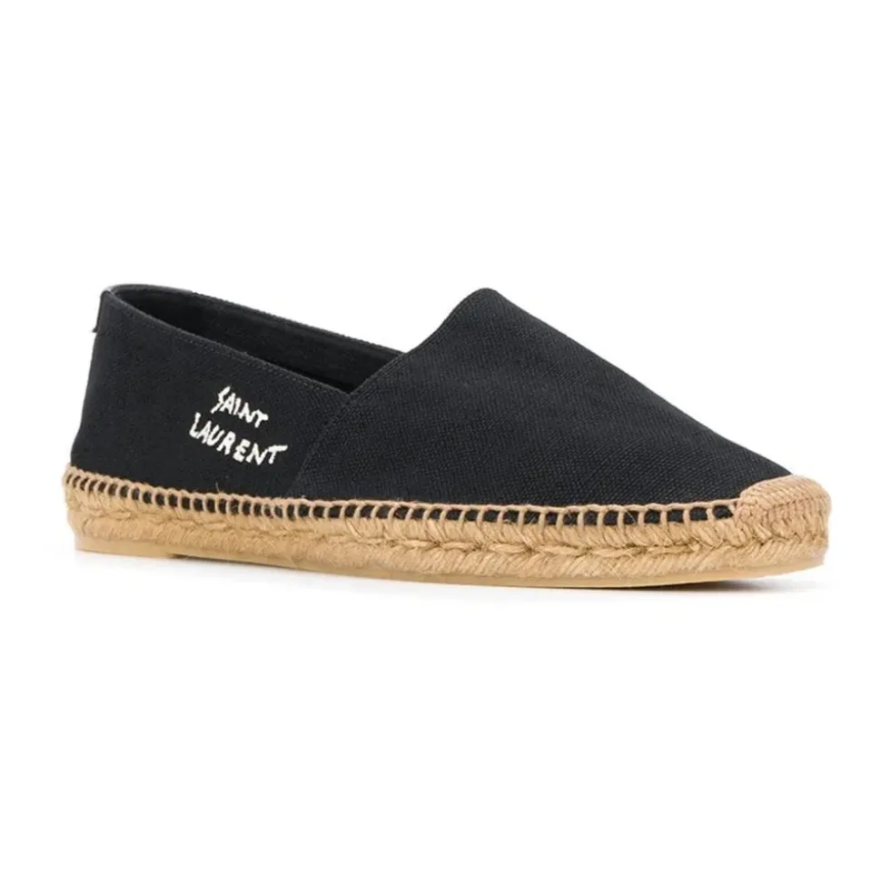 Czarne Espadryle z Logo z Kanwy