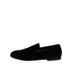 Czarne Loafer Slip-On z Aksamitu