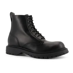 Czarne Skórzane Buty Włochy