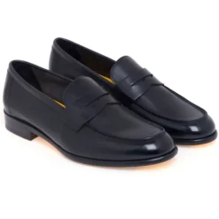Czarne Skórzane Mokasyny Penny Loafer