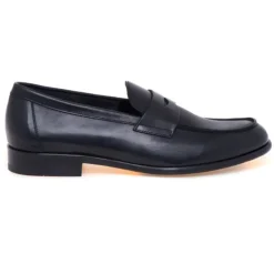 Czarne Skórzane Mokasyny Penny Loafer