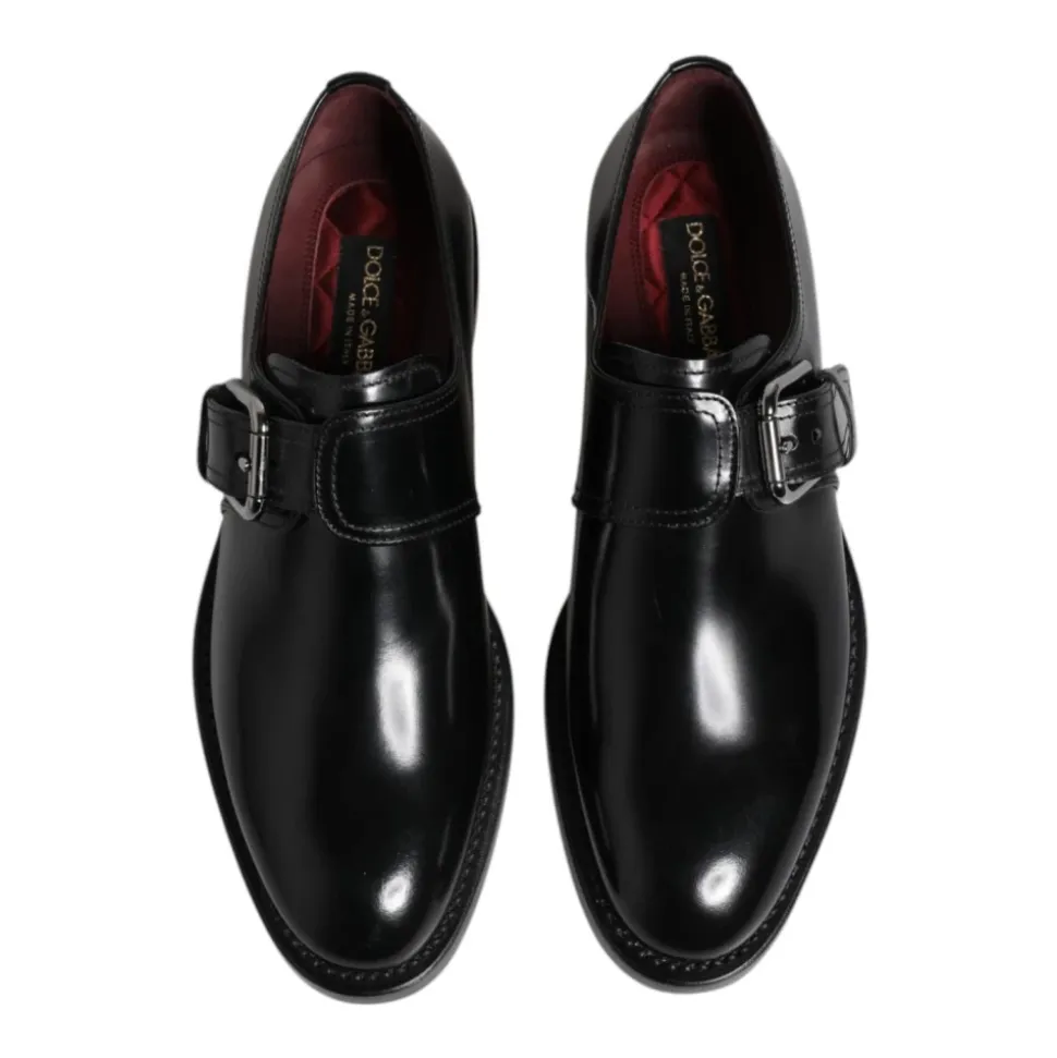 Czarne skórzane Monk Strap Formalne Buty