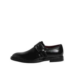 Czarne skórzane Monk Strap Formalne Buty