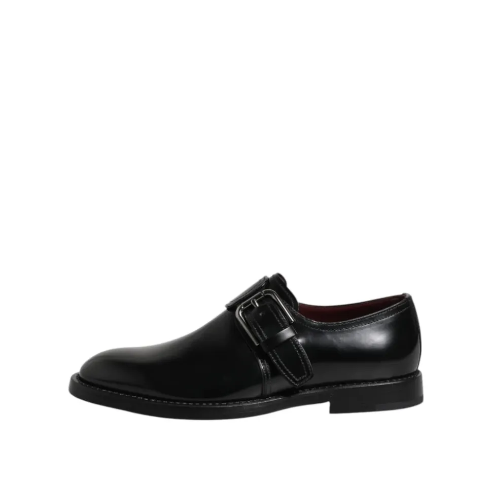 Czarne skórzane Monk Strap Formalne Buty