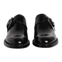 Czarne skórzane Monk Strap Formalne Buty