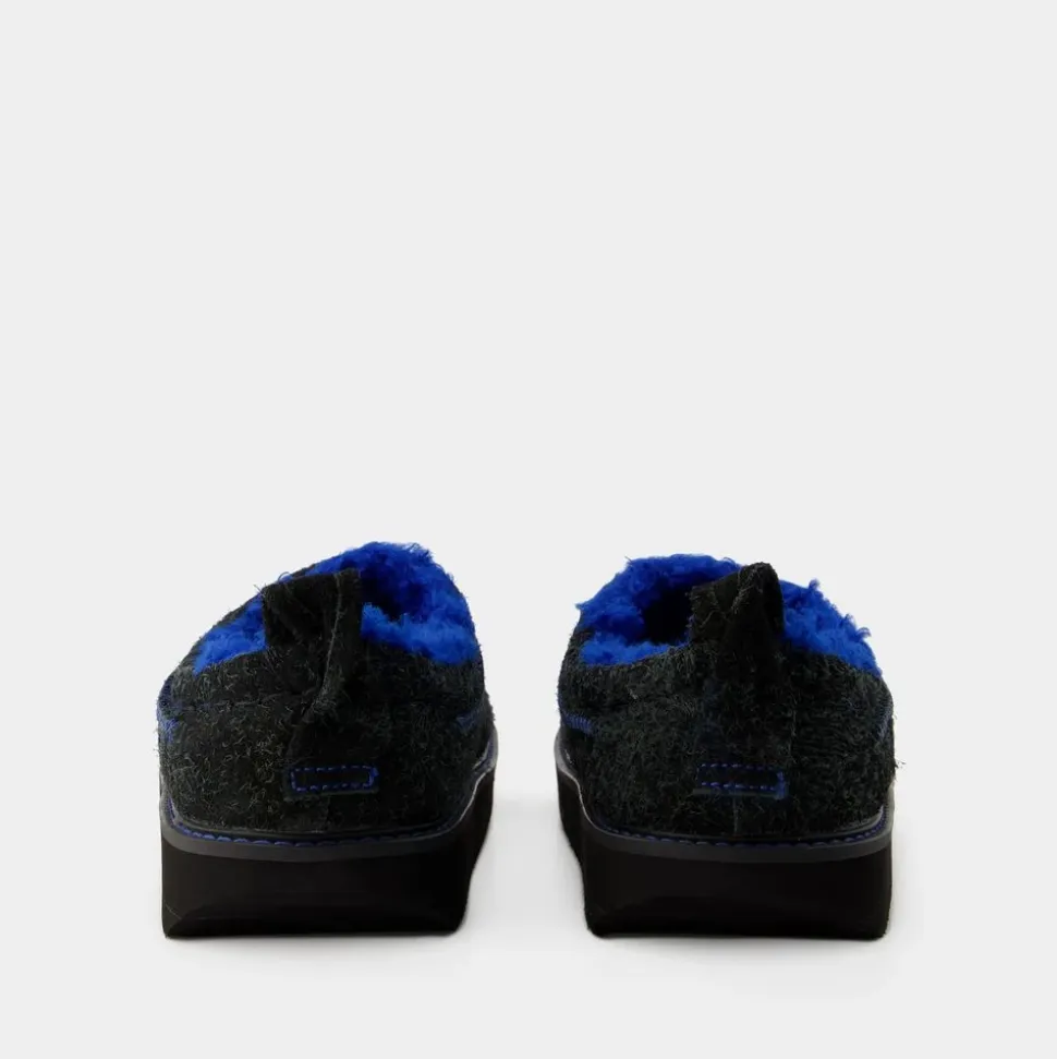 Czarne Skórzane Slip-On Slides