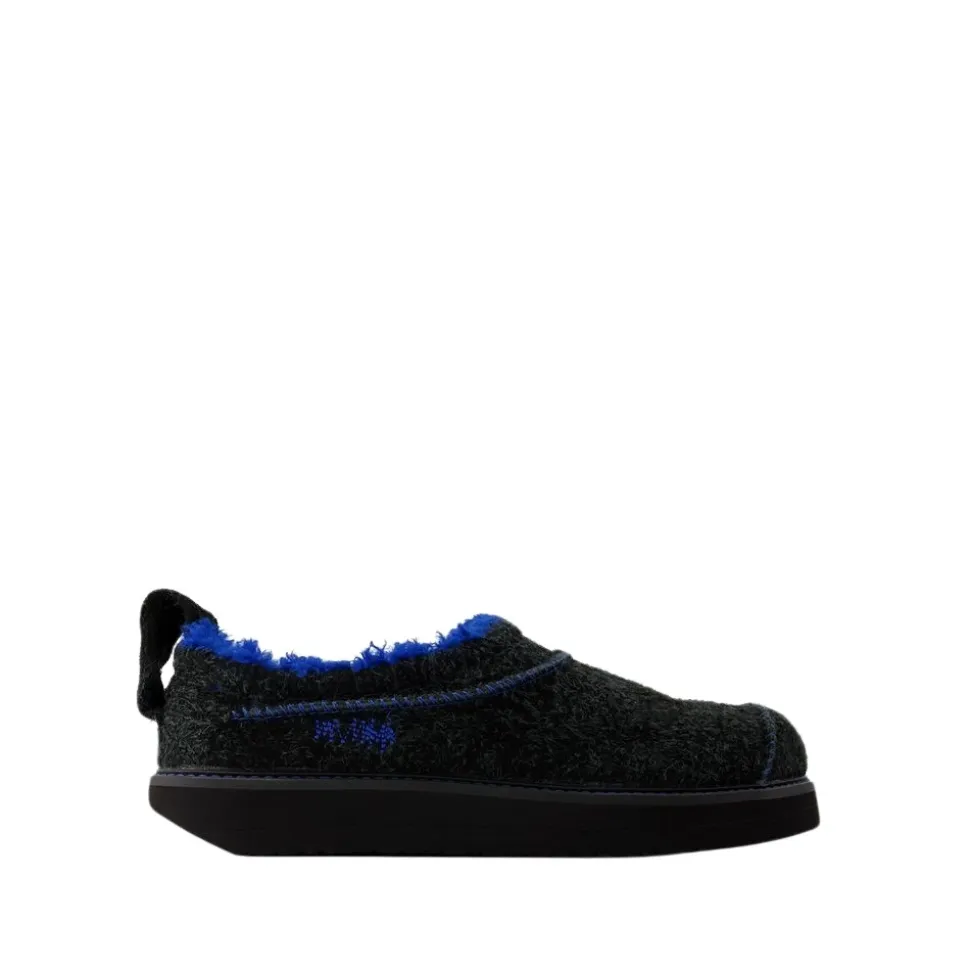 Czarne Skórzane Slip-On Slides