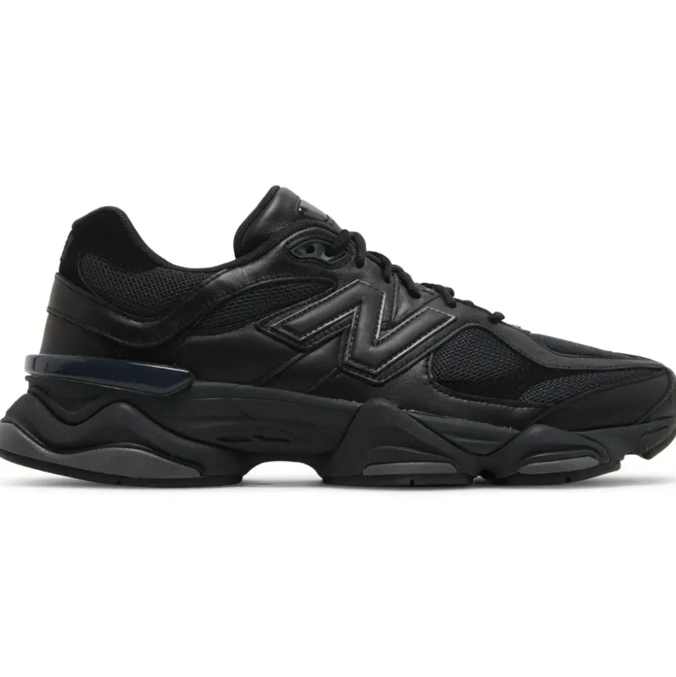 Czarne skórzane unisex sneakersy 9060