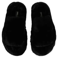 Czarne Welurowe Chodaki Kapcie Buty