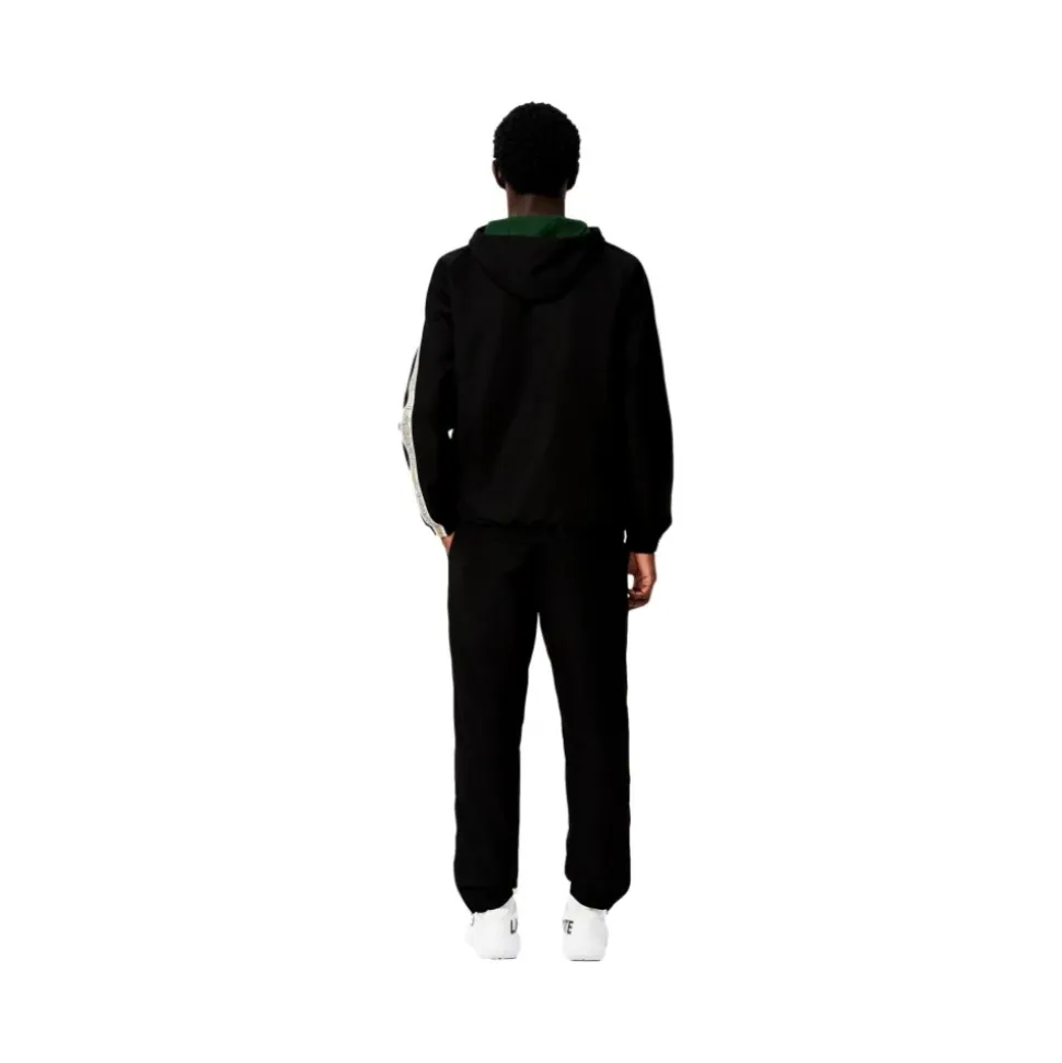 Czarny Paskowany Logo Tennis Tracksuit