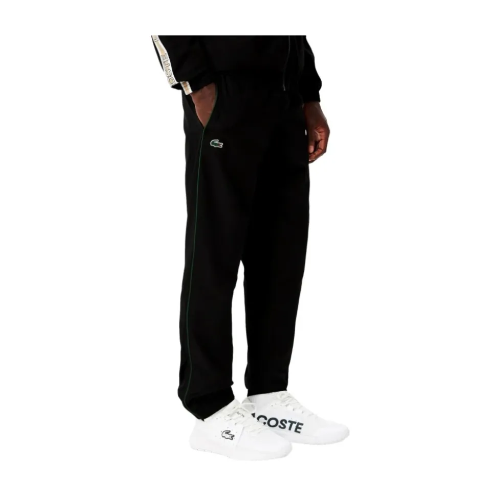 Czarny Paskowany Logo Tennis Tracksuit