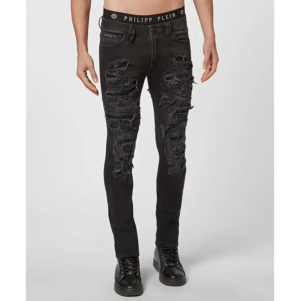 Denim Slim Fit z Metalową Siatką