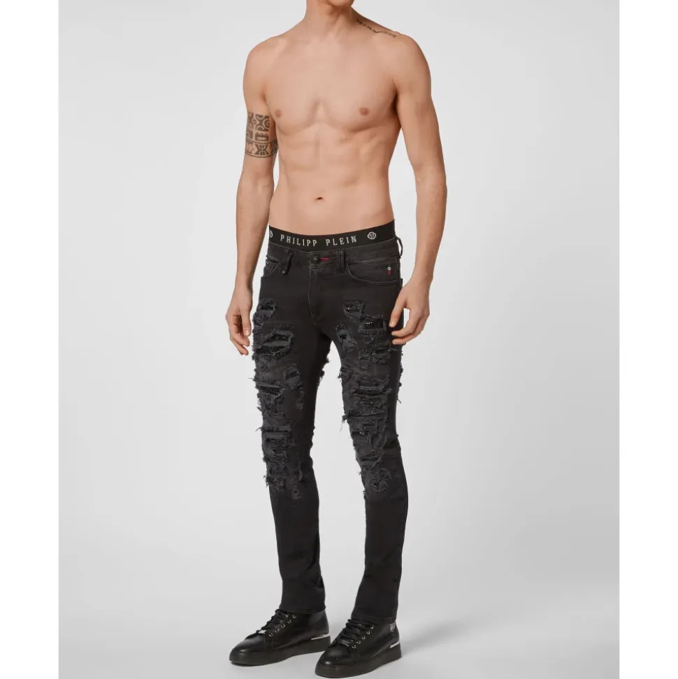Denim Slim Fit z Metalową Siatką