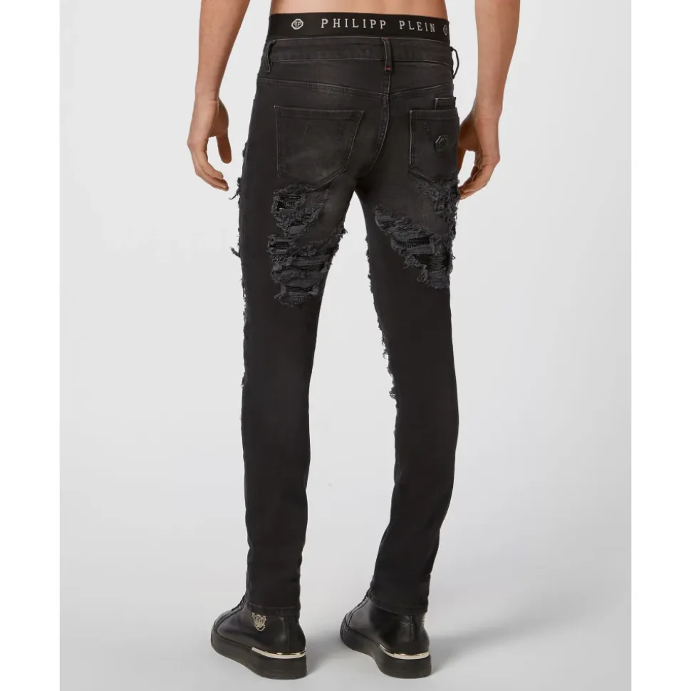 Denim Slim Fit z Metalową Siatką