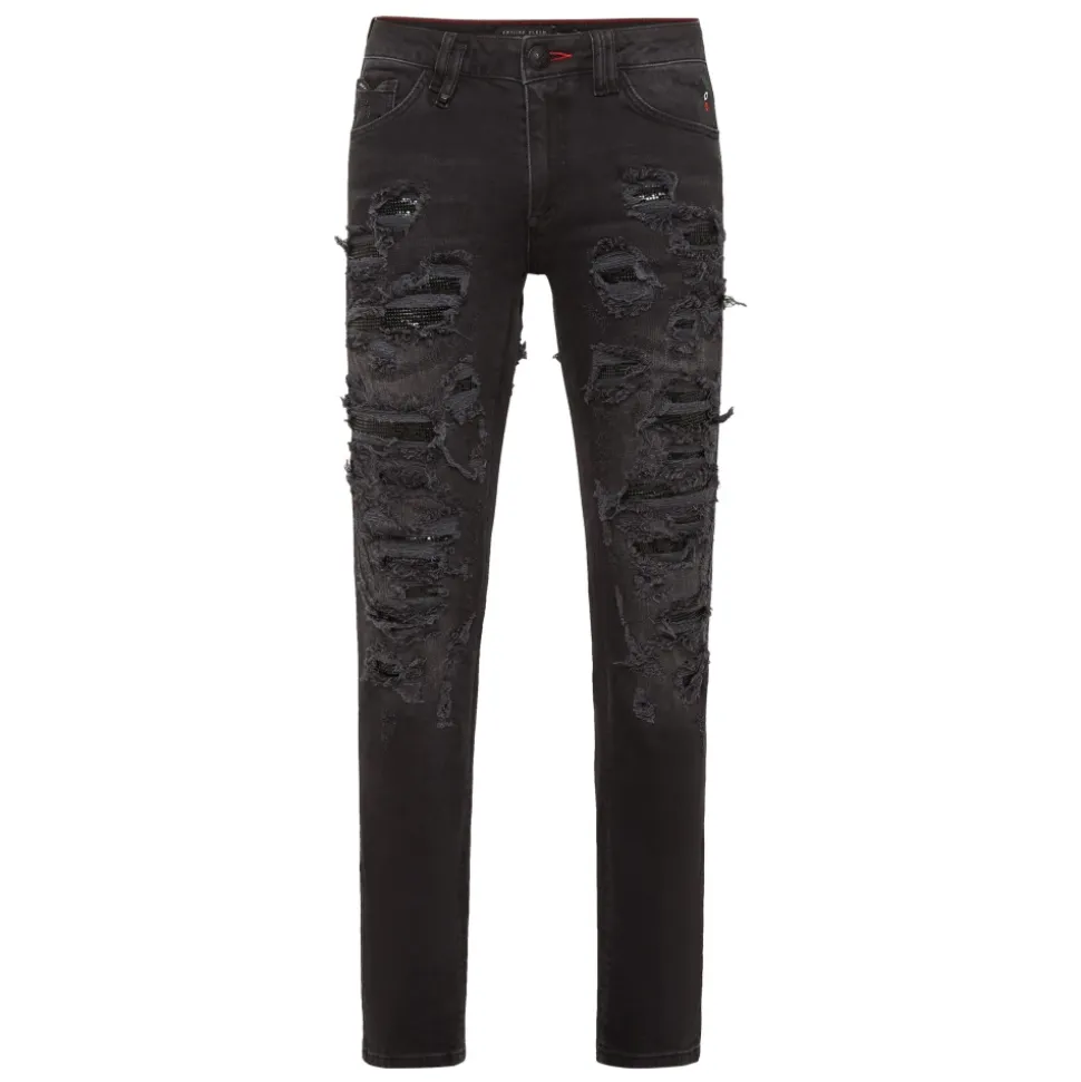Denim Slim Fit z Metalową Siatką
