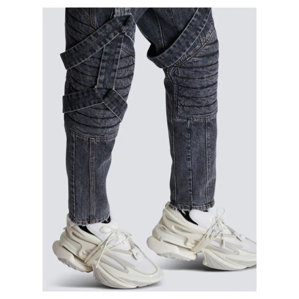 Dżinsy Slim-fit z bawełny ze wzorem żeberkowym