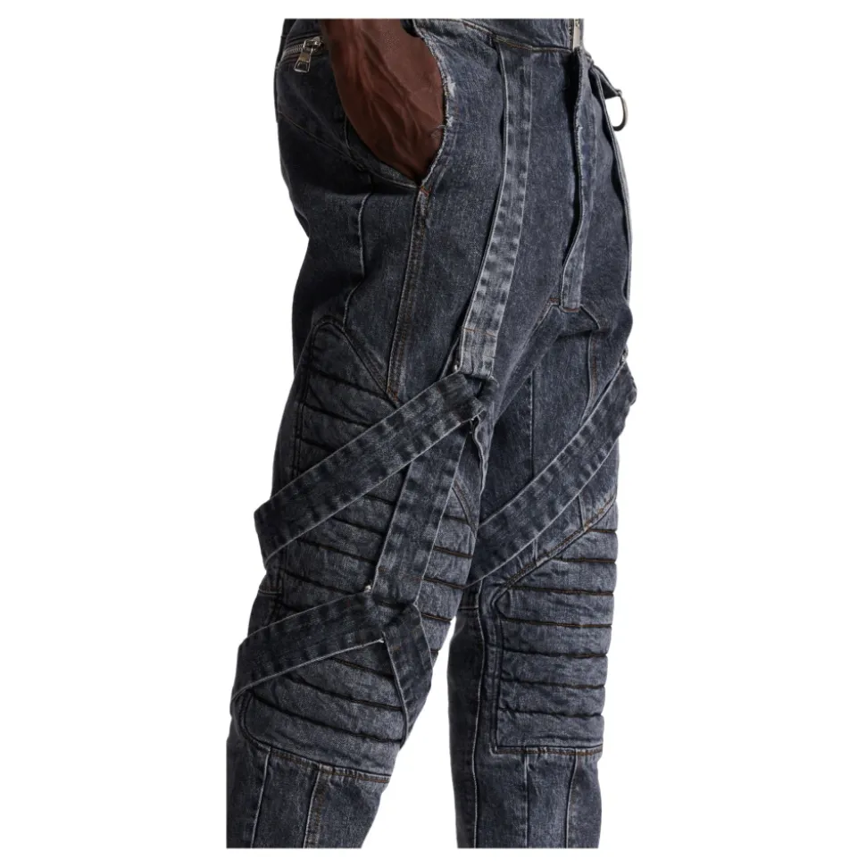 Dżinsy Slim-fit z bawełny ze wzorem żeberkowym