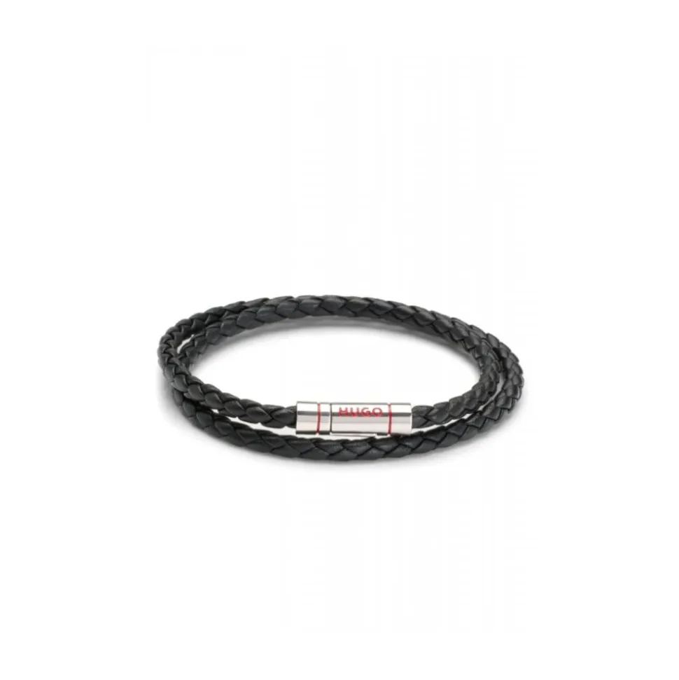 Double-Cuff Braided-Leather Bracelet