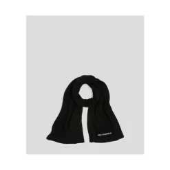 Długi czarny szal z logo Essential