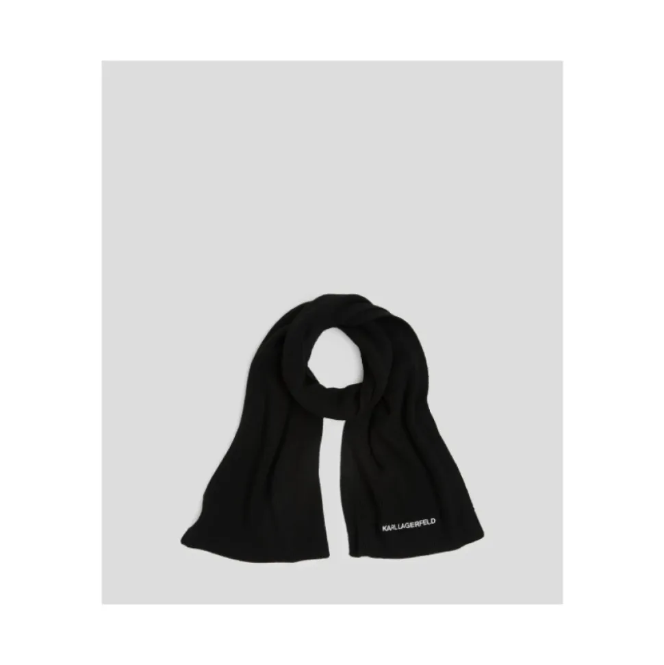 Długi czarny szal z logo Essential
