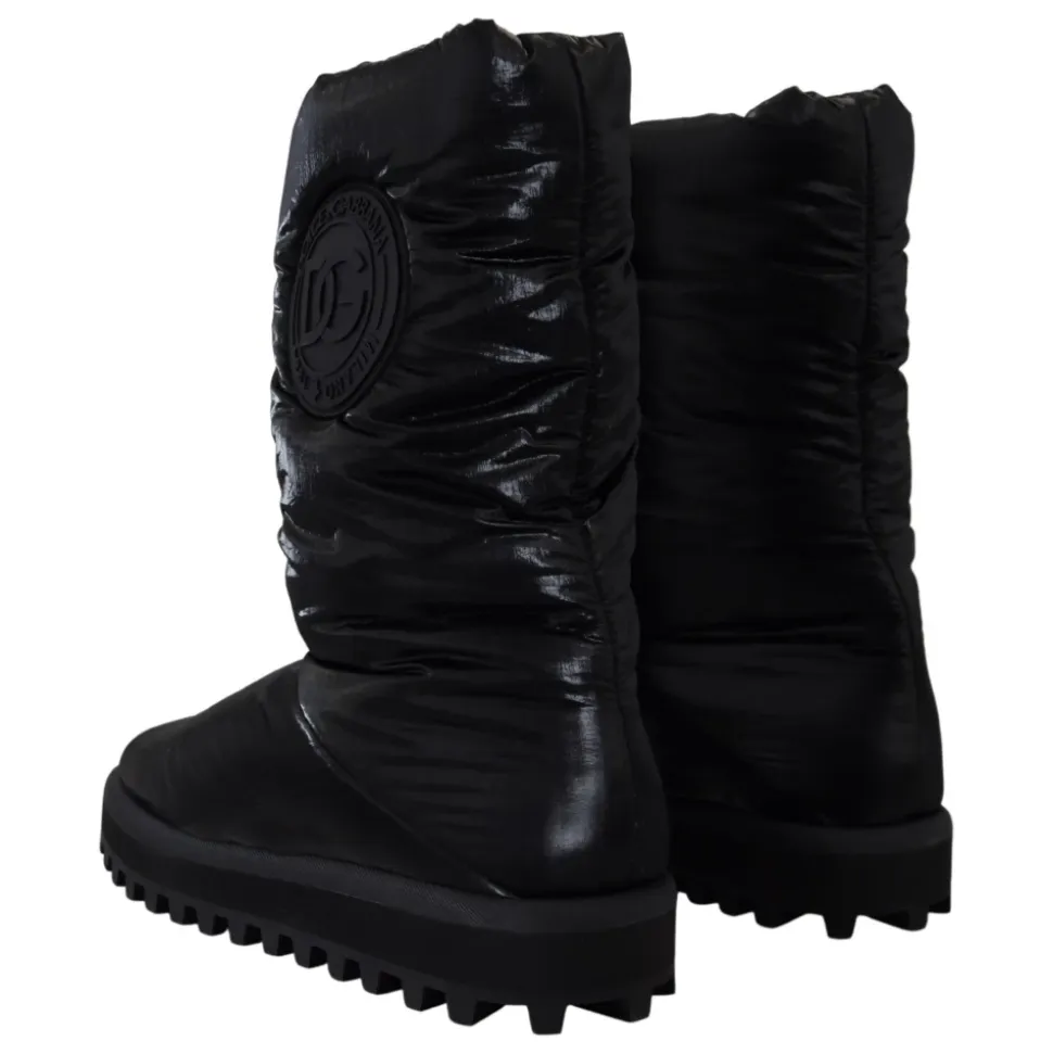 Eleganckie Średnie Buty w Czarnym Poliestrze