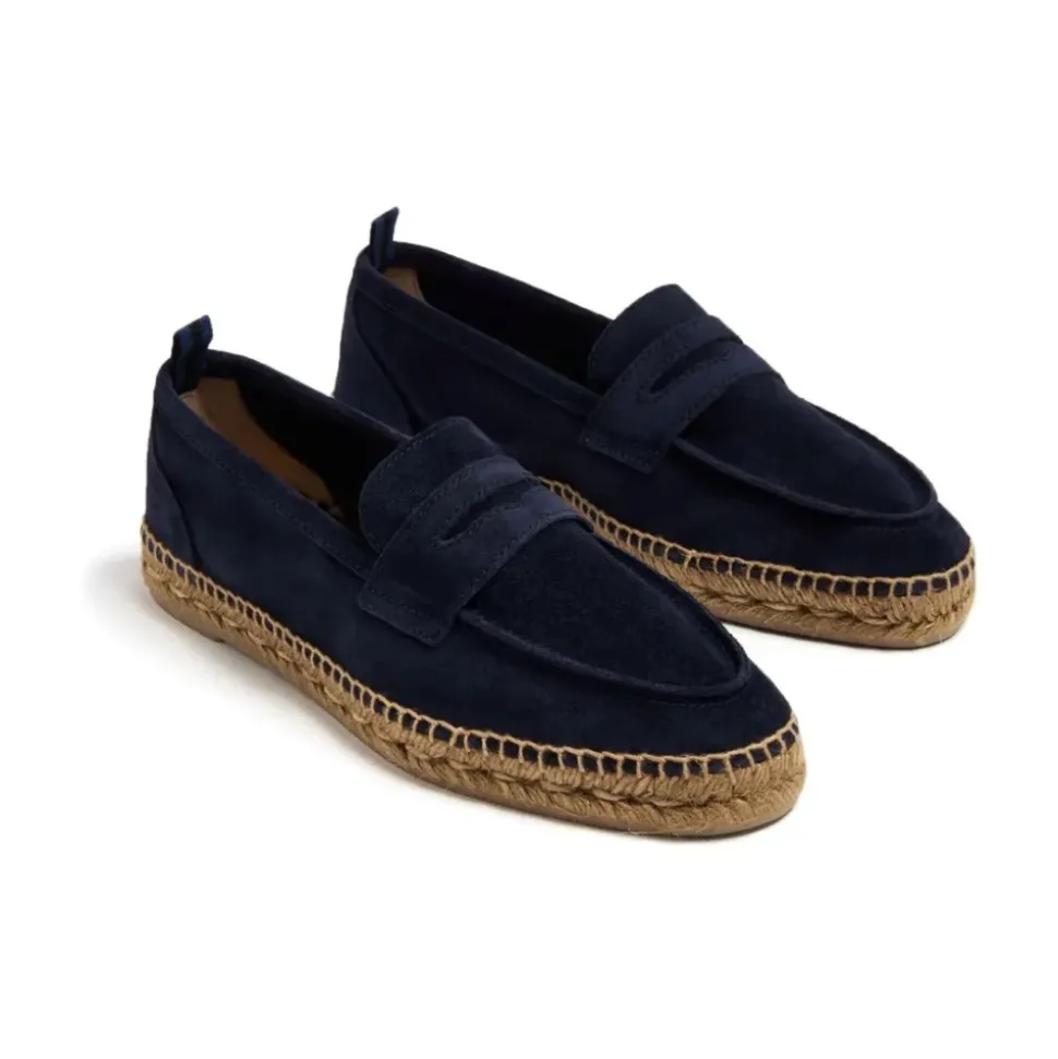 Granatowy Mokasyn zamszowy Espadryle