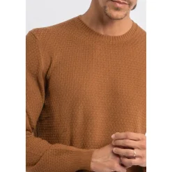 Kamelowy Sweter z Wełny Merino