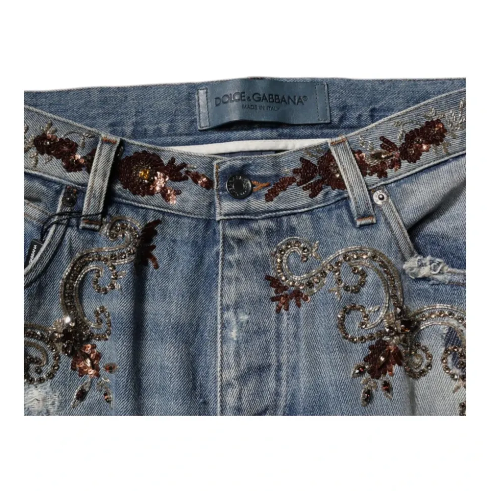 Kwiatowa Haftka Skinny Jeans