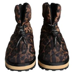 Leopardowe Botki z Podszewką Buty