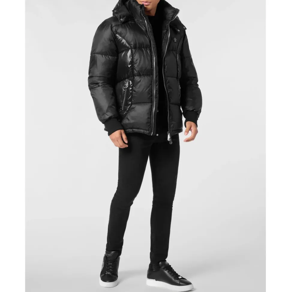 Mix Nylon Short Puffer Jacket