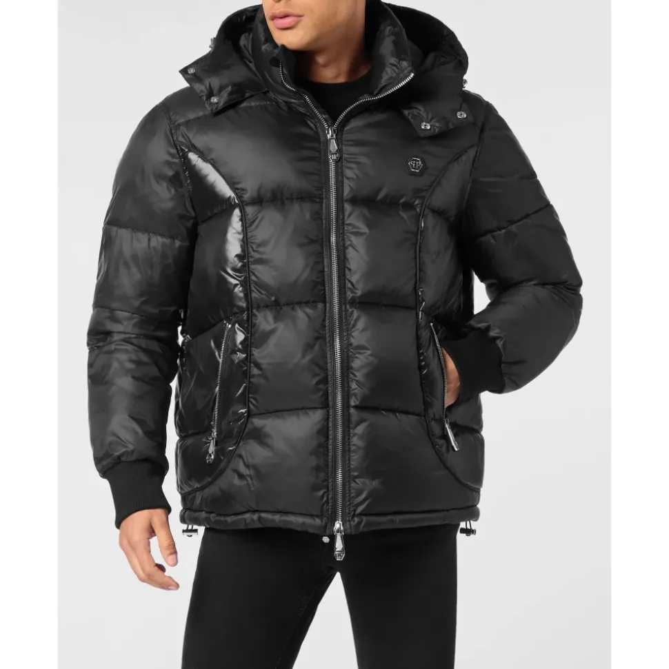 Mix Nylon Short Puffer Jacket