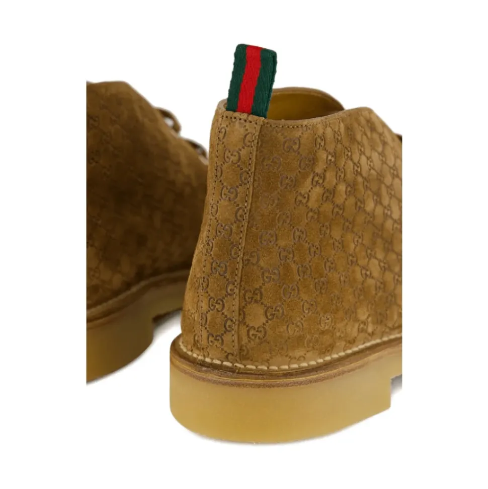 Monogramowe Zamszowe Buty na Sznurowadła