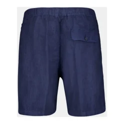 Navy Blue Linen Bermuda Shorts