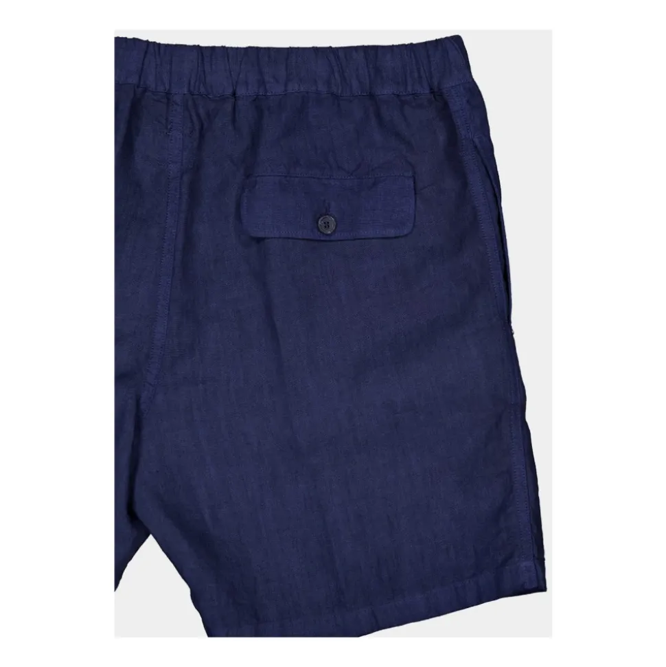 Navy Blue Linen Bermuda Shorts