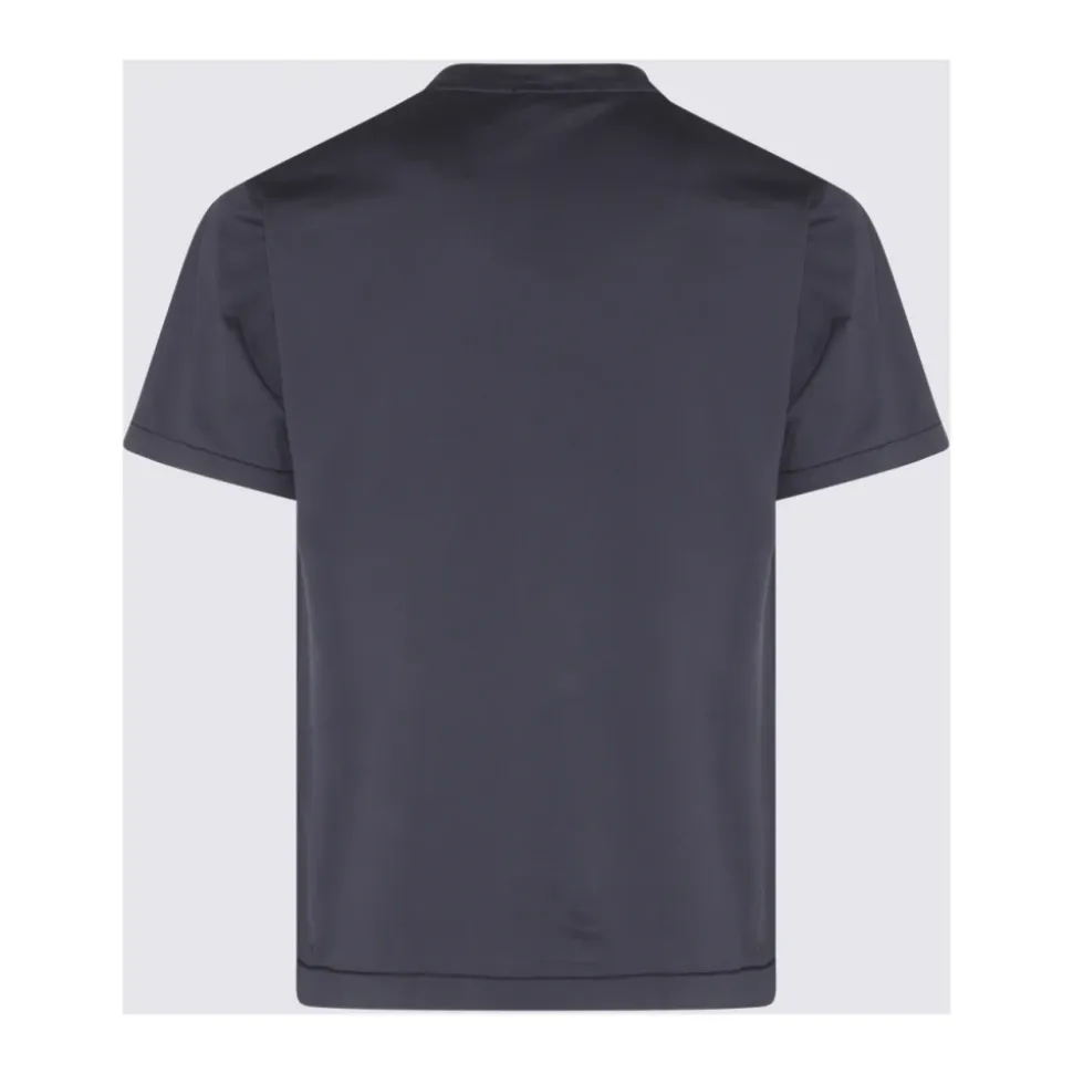 Niebieski Bawełniany T-shirt z Naszywką