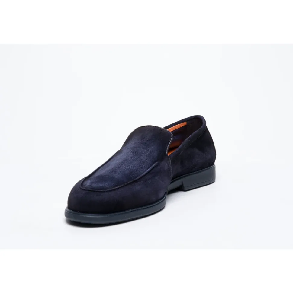 Niebieskie Loafersy zamszowe