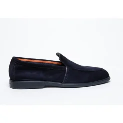 Niebieskie Loafersy zamszowe