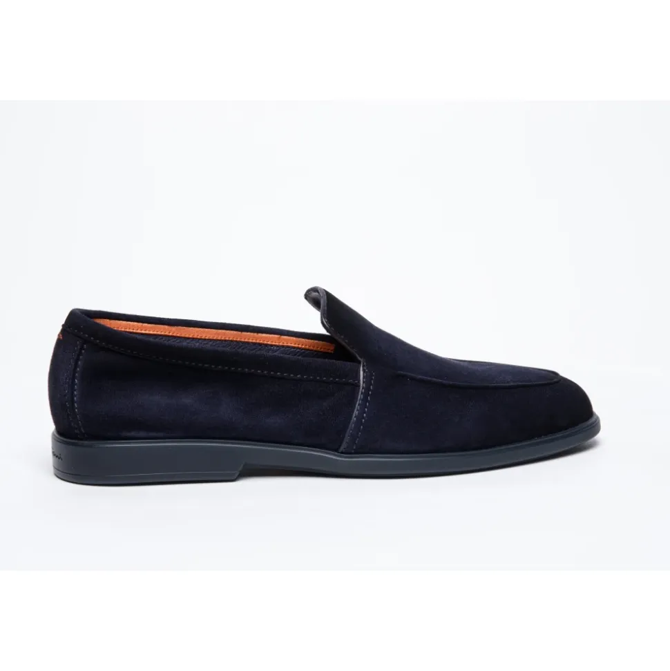 Niebieskie Loafersy zamszowe