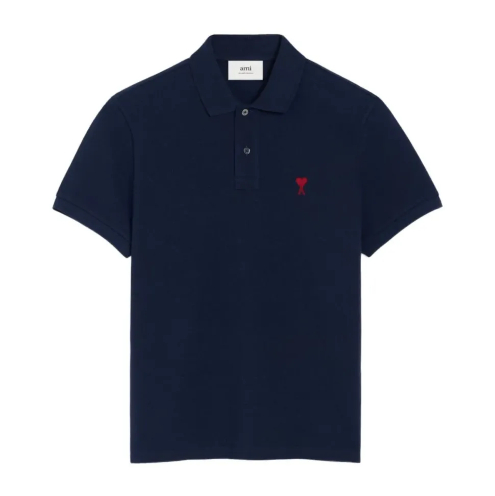 Niebieski Koszul Polo z Piké Haftowanym Logo